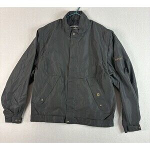DryJoy FootJoy Jacket Mens Large Black Rain Windbreaker Zip-Off Sleeves Full Zip